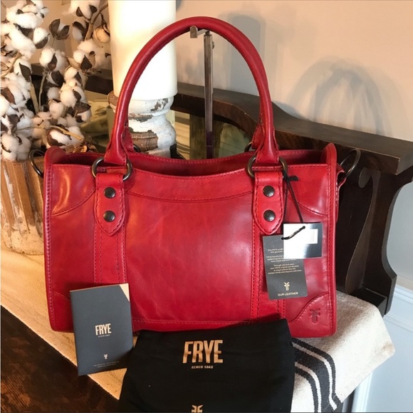 Frye Handbags - NWT Frye Melissa Leather Satchel Crossbody Shoulder Bag Red Retail $388